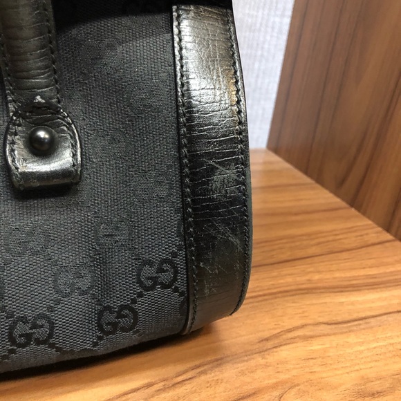 Gucci Black GG Canvas Leather Bamboo Bullet Bag - Picture 2 of 8